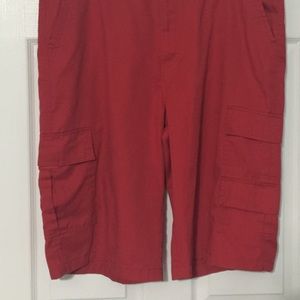 Red cargo shorts